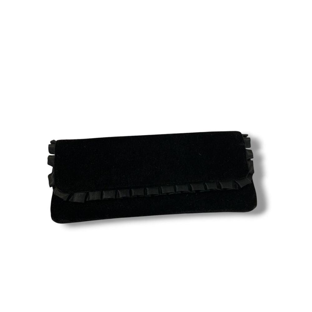 La‎ Regale Black Velvet Satin Trim Clutch Evening Bag Snap Closure